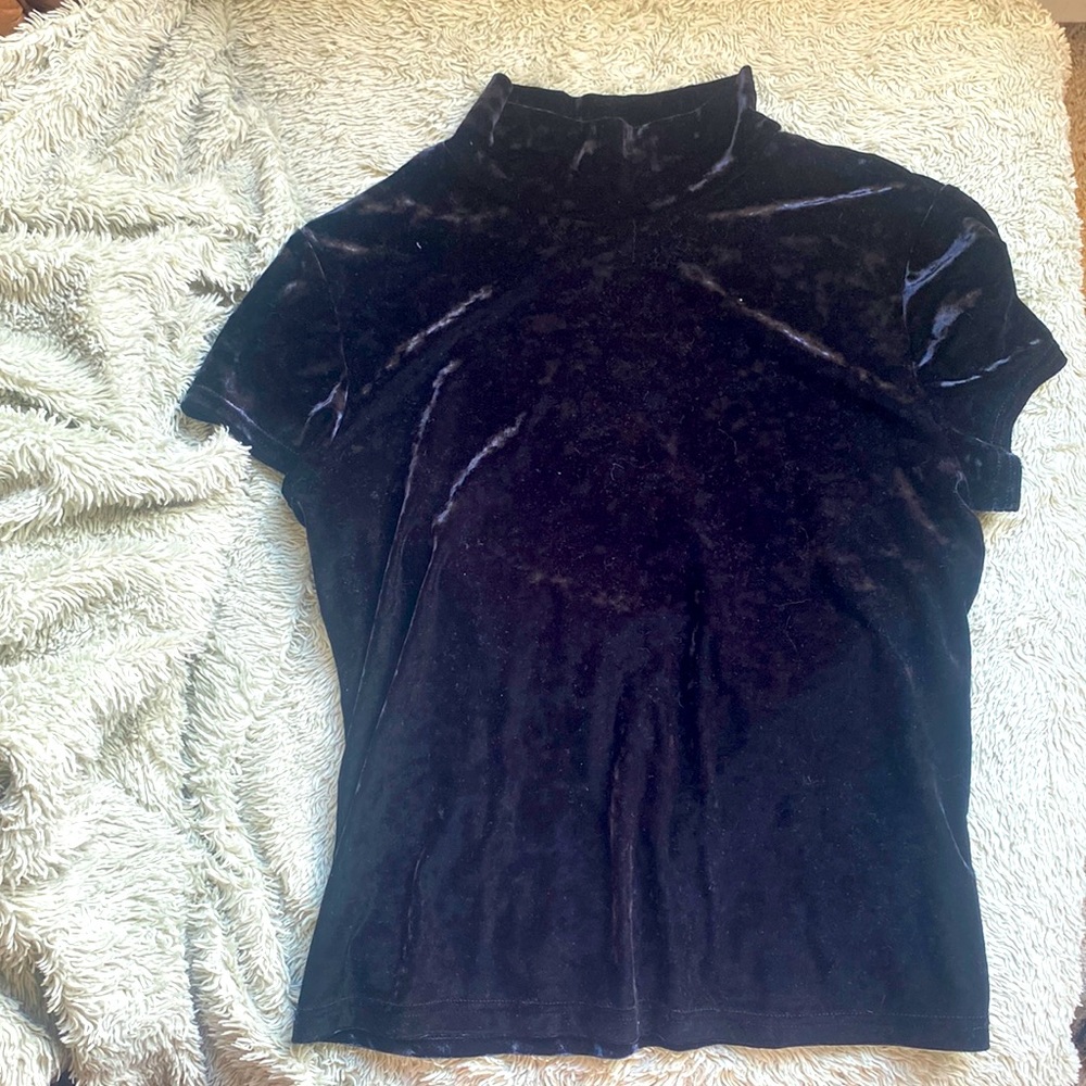 Crushed Velvet Mock Neck Top